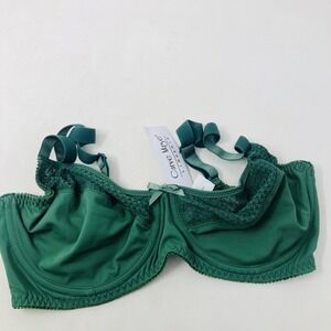 Curve Muse Full Coverage T-shirt Bra 34D Green ‎ Underwire Lace NWT